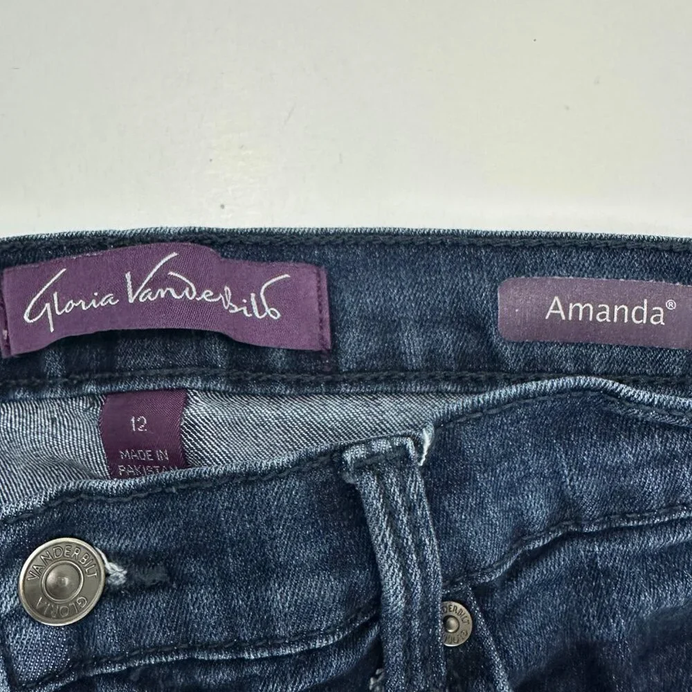 Gloria Vanderbilt Amanda Straight Leg Women's size 12 Dark Wash Blue Denim Jeans
